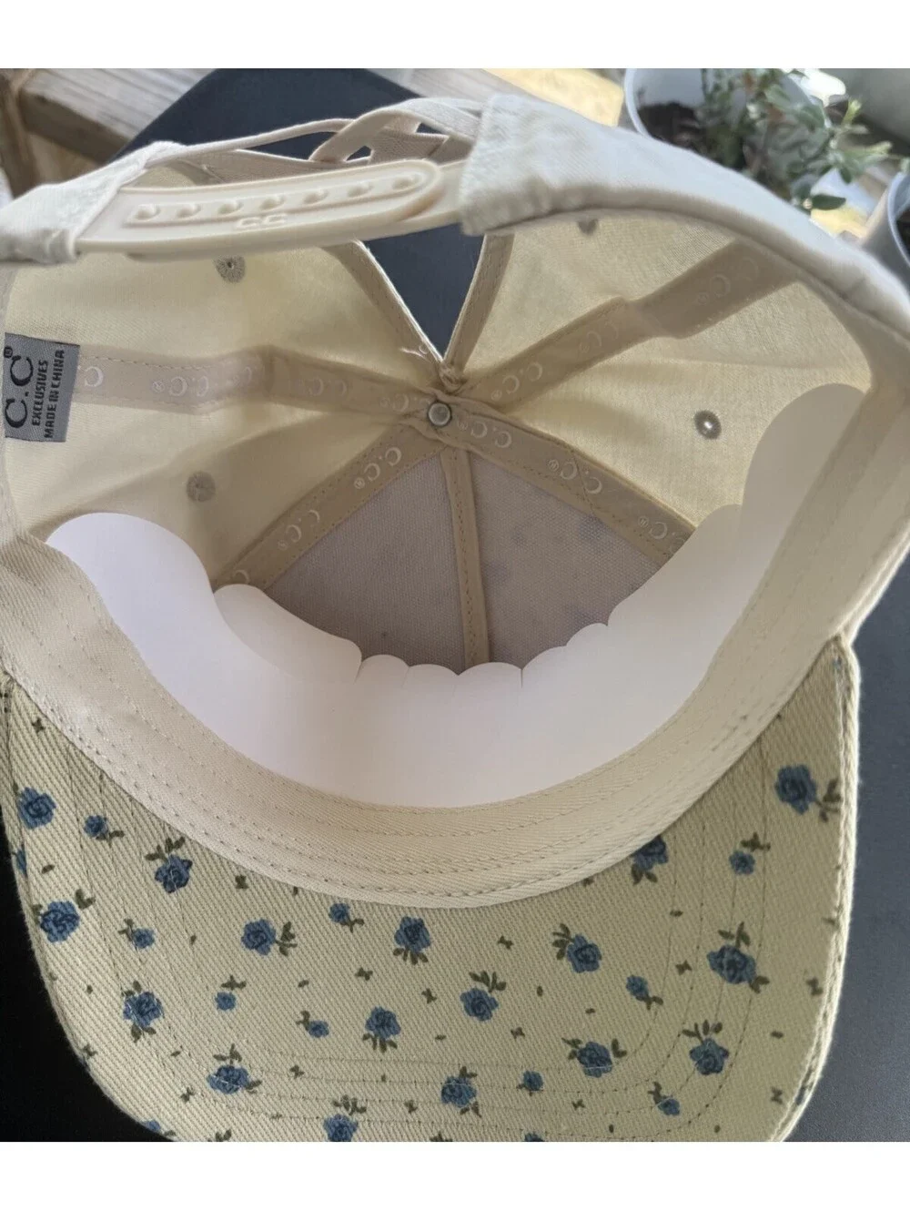 C.C Exclusives Floral Ponytail Hat Blue Rose Criss Cross Baseball Cap NWT